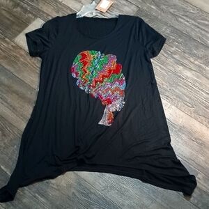 Colorful Patterned Graphic Tee - Short Sleeve